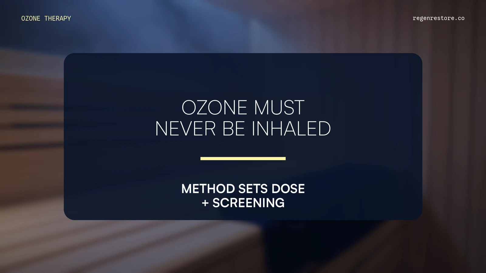 A mobile statement graphic emphasizes that ozone must never be inhaled over a separate sauna setting.