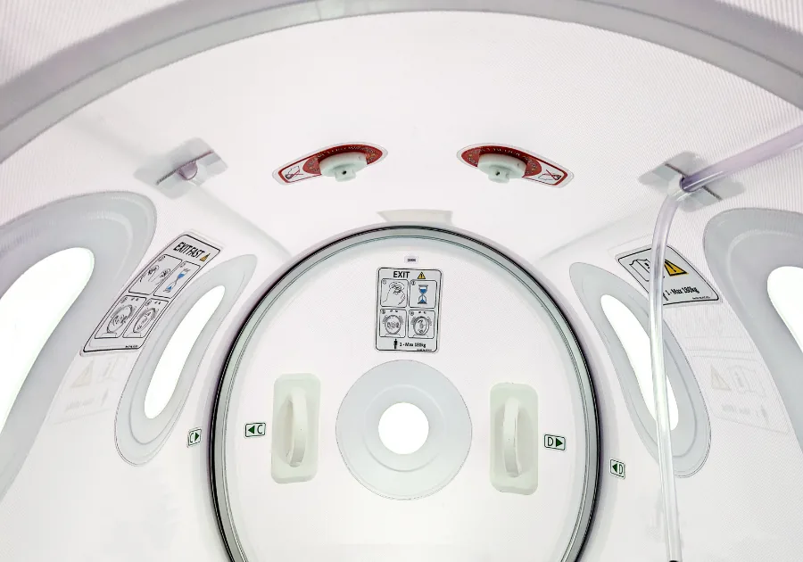 Pressurized hyperbaric oxygen chamber used for recovery and healing therapy